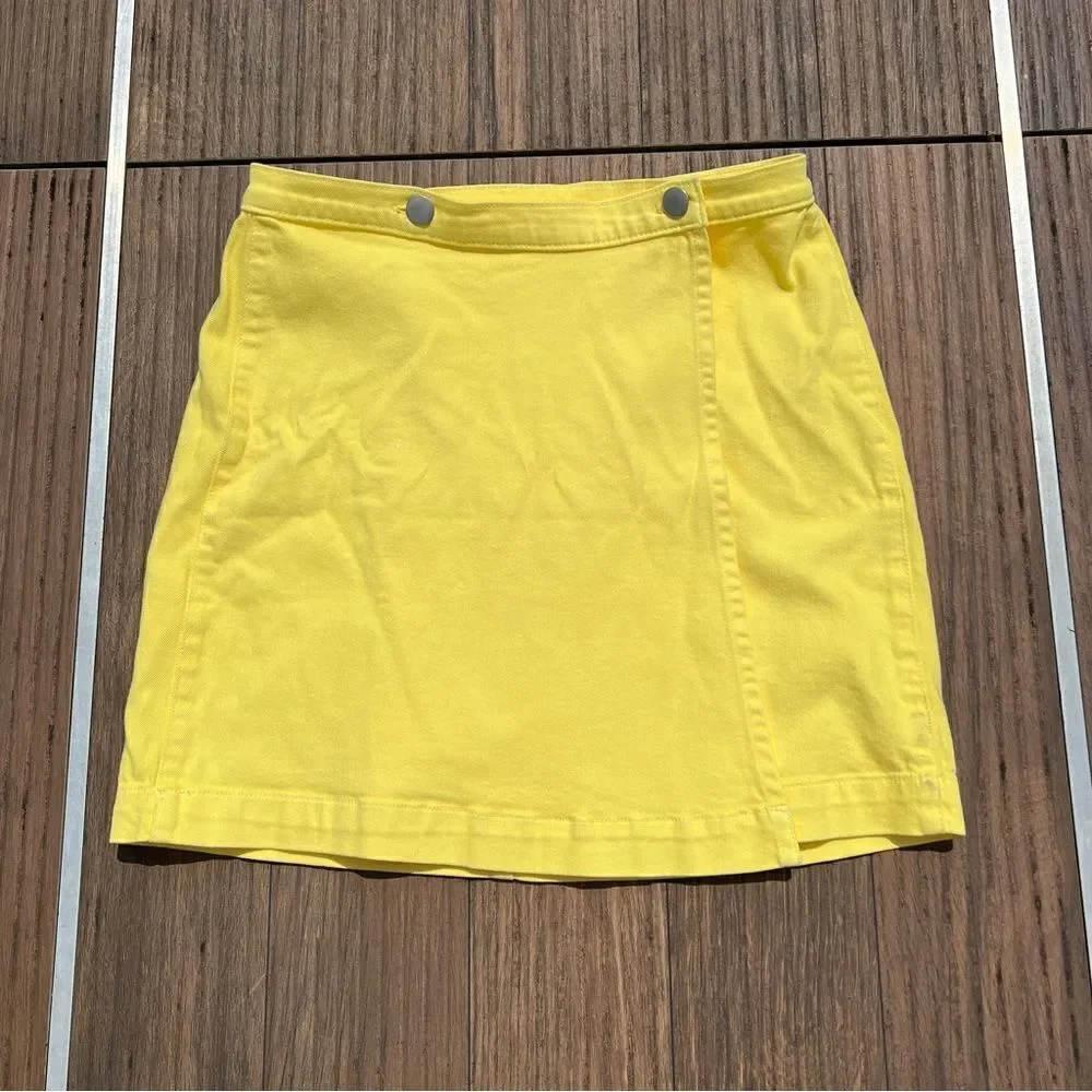 J Crew Yellow Garment-dyed Japanese Denim Wrap Mini Skirt |  Size